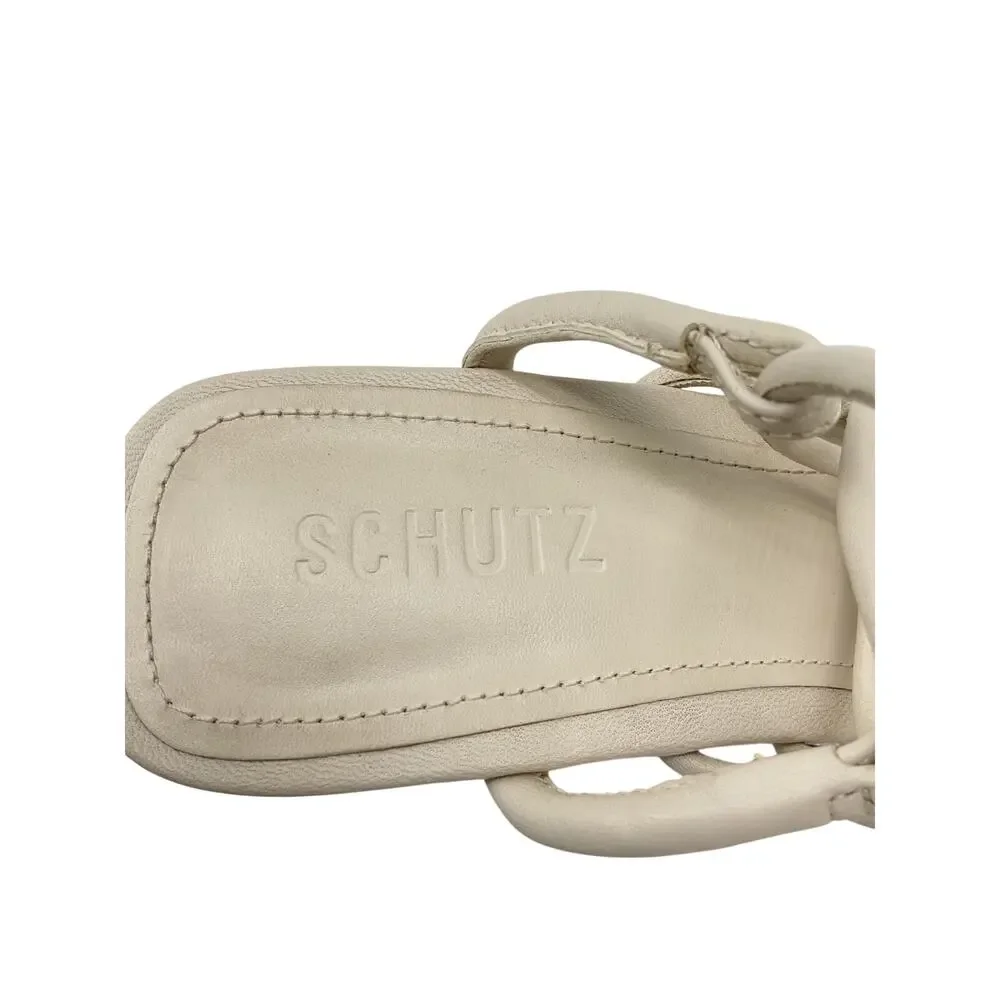 Schutz Strappy White Magdalena Wedge Sandals Size 6.5 - Picture 5 of 7
